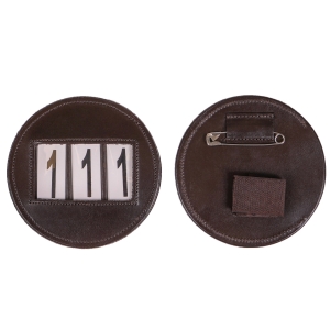 QHP Skórzany numerek startowy okrągły Modeste Brown