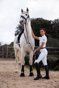 HORZE Anya legginsy jeździeckie damskie z pełnym silikonowym lejem UPF 50+ WHITE