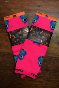 COMODO podkolanówki Jeździeckie Microfibre sowy neon róż
